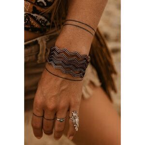 Set of 3 chevron bangles in silver gold copper colors by western wear